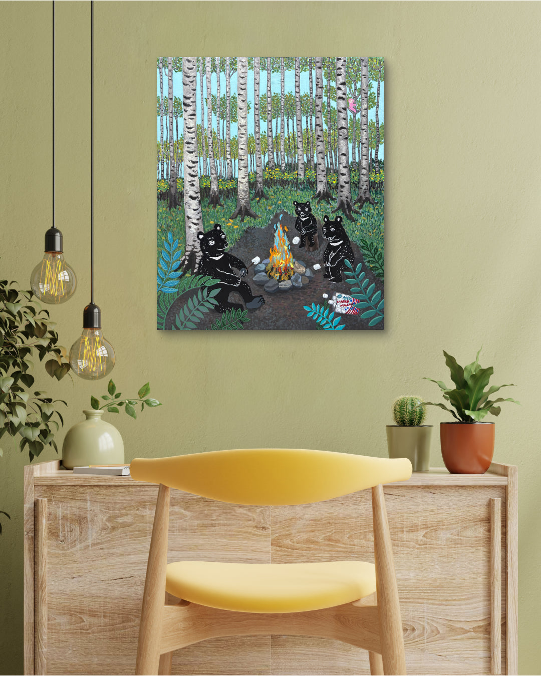 Korean contemporary painting Sweet Forest by Anna Song, interior wall art decor