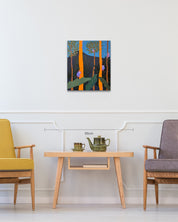 The Jungle of the Glasses Monkey size reference 53x45.5cm - original Korean painting by Anna Song