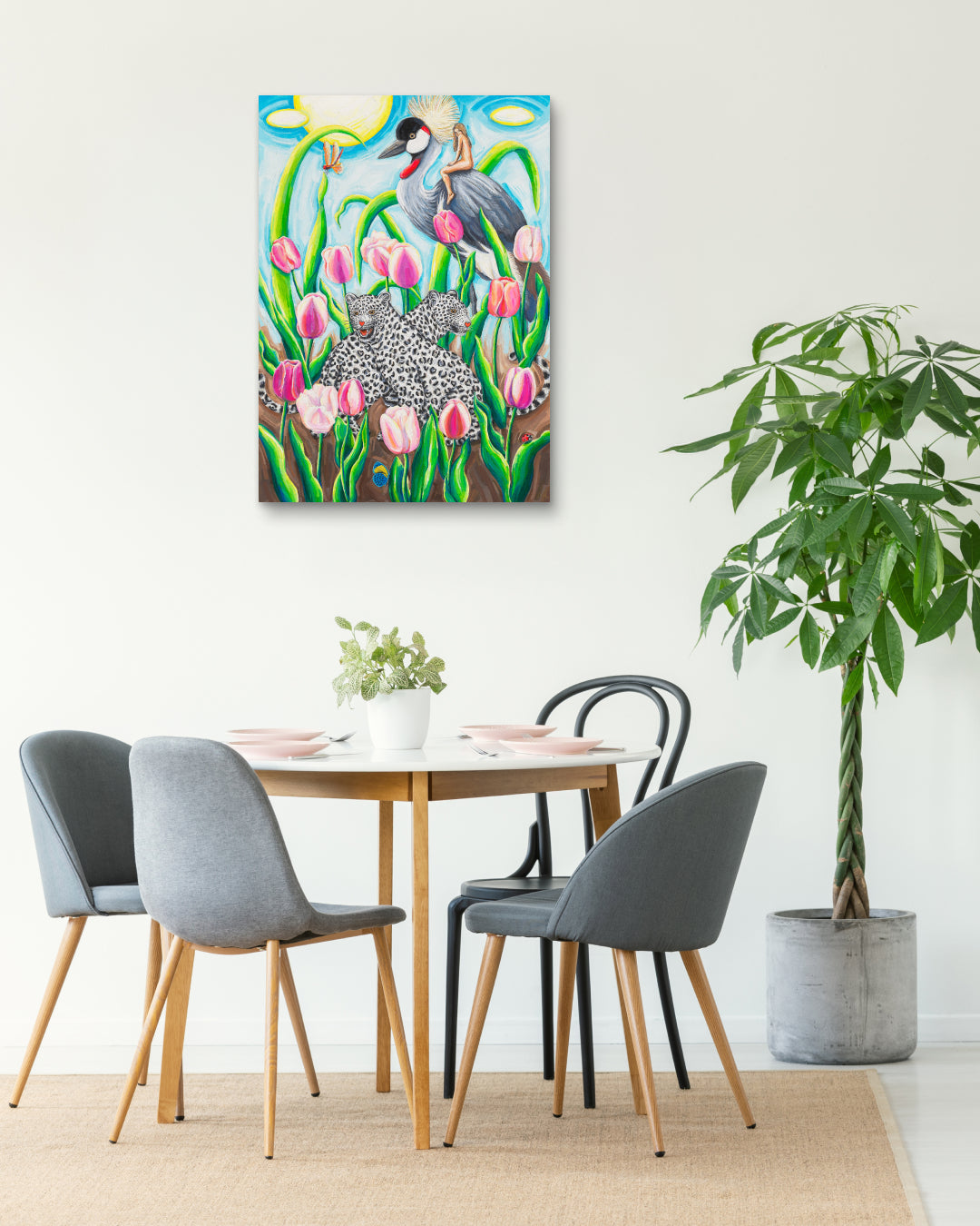 Korean contemporary painting The Secret Garden by Aira Choi, interior wall art decor