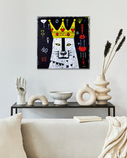The Greedy King II by Jeon Byung Taek displayed in modern living room, original Korean painting 2024