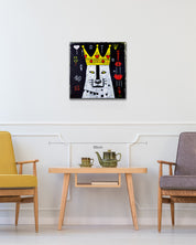 The Greedy King II size reference 50x50cm - original Korean painting by Jeon Byung Taek