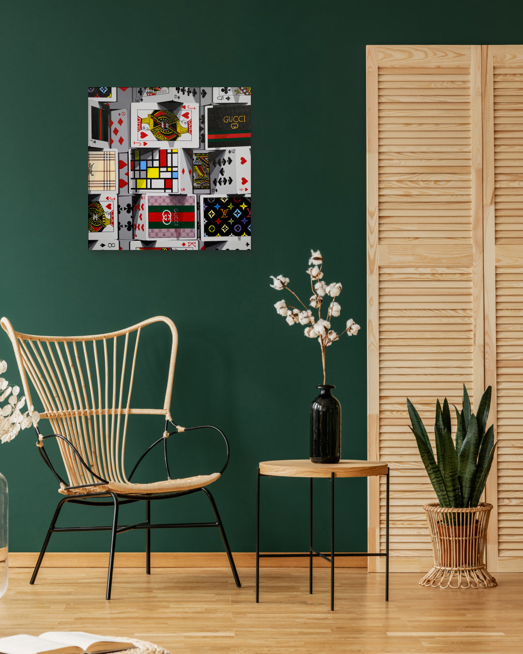 The Tower of Card III by Jeon Byung Taek displayed in modern living room, original Korean painting 2022