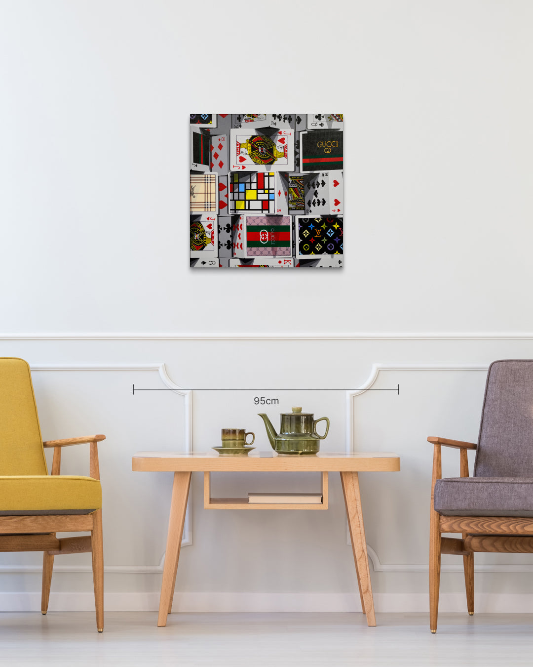 The Tower of Card III size reference 50x50cm - original Korean painting by Jeon Byung Taek