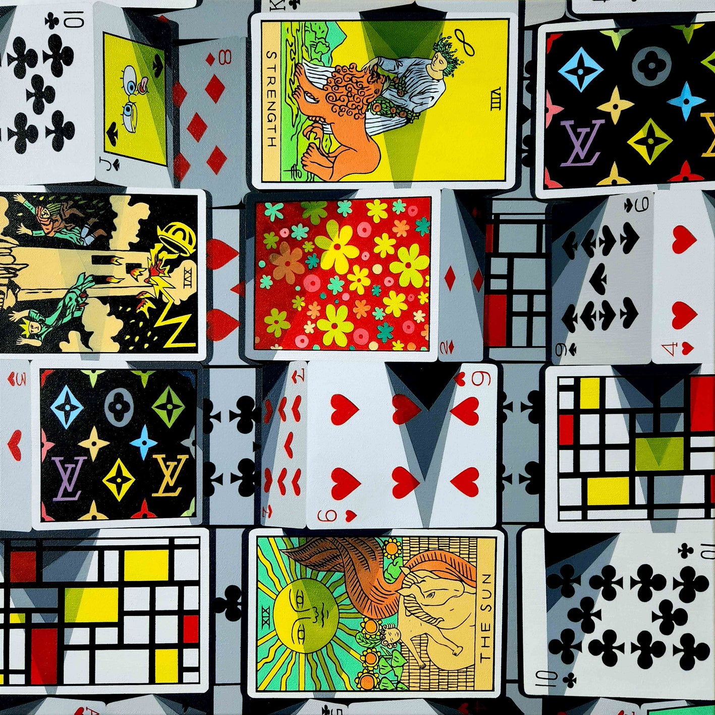The Tower of Card IV - Oil on Canvas 50x50cm by Jeon Byung Taek, Korean Contemporary Art 2023
