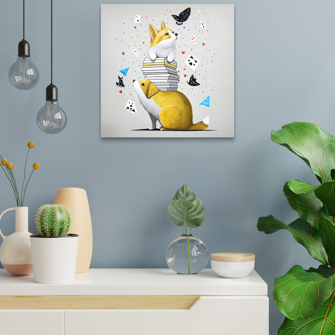 The Tower of Card VI by Jeon Byung Taek displayed in modern living room, original Korean painting 2024