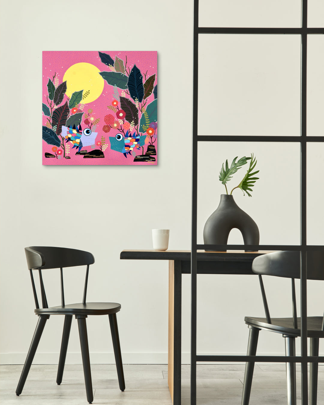 Korean contemporary painting The Day the Blossoms Fell Like Snow by Hwang Jeong Hee, interior wall art decor