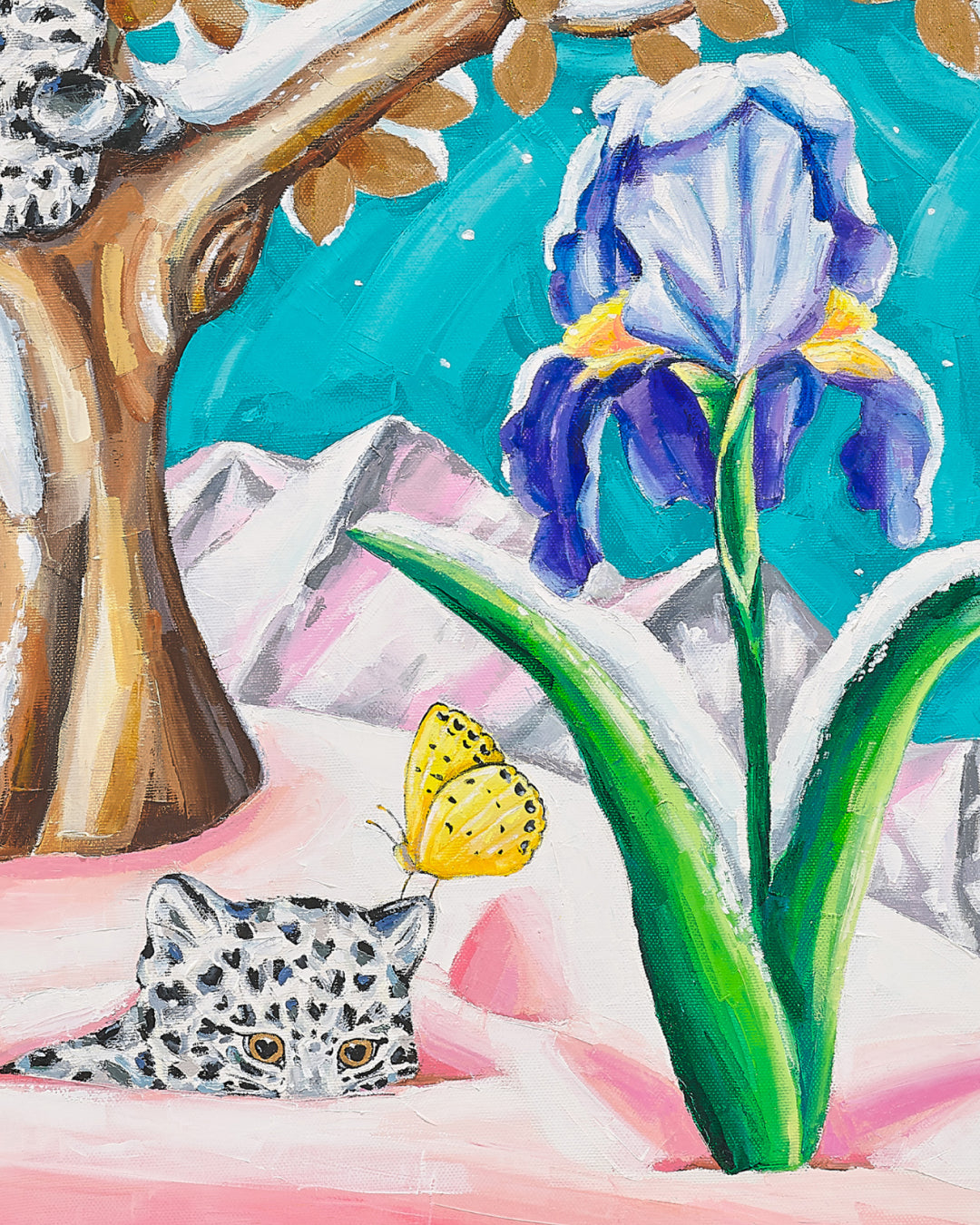 The Snowy Tree of Love surface detail - Oil on Canvas by Aira Choi, Korean fine art 2023