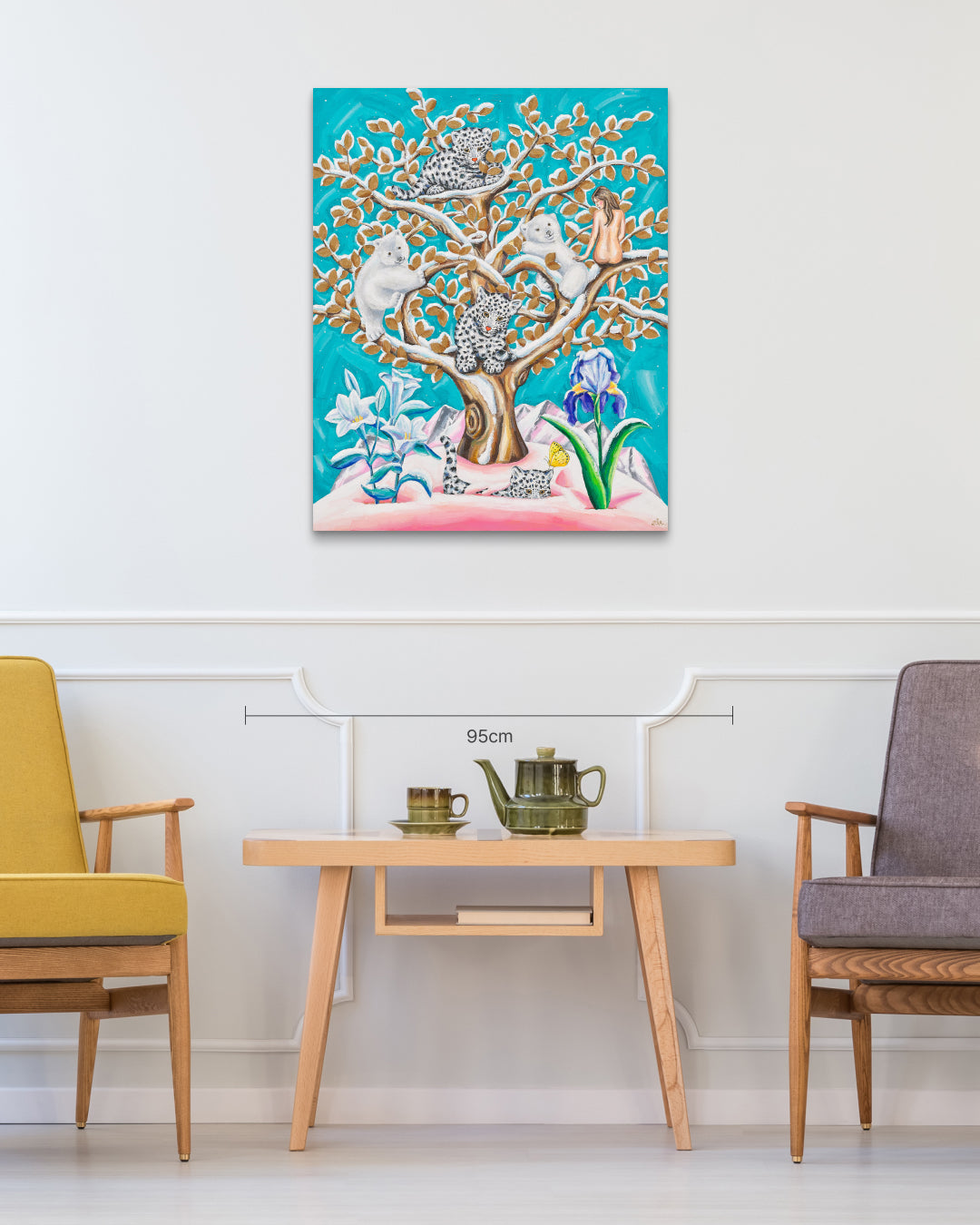 The Snowy Tree of Love size reference 72.7x90.9cm - original Korean painting by Aira Choi