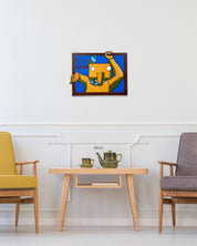 There Is Someone Here size reference 40x53cm - original Korean painting on wood by Minwoo Kim