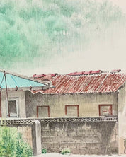 The Time of Home III surface detail - watercolor and pen on paper by Park So Jung, Korean fine art 2023