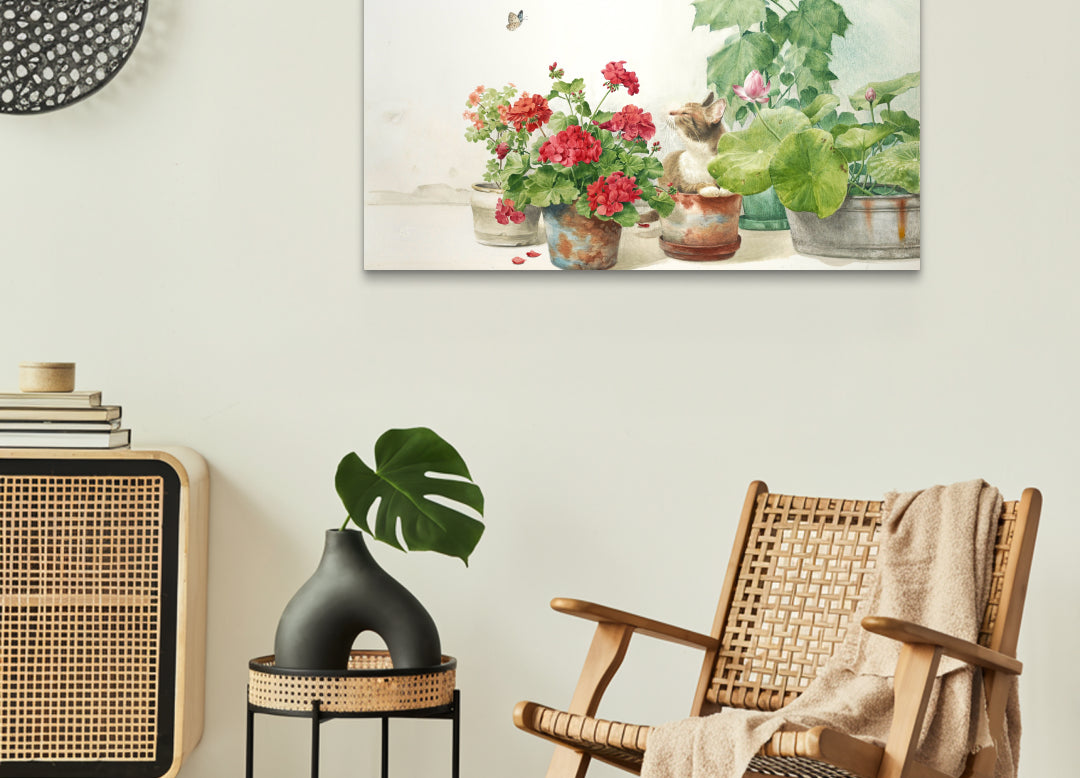 The Time of Home II by Park So Jung displayed in modern living room, original Korean watercolor painting 2024