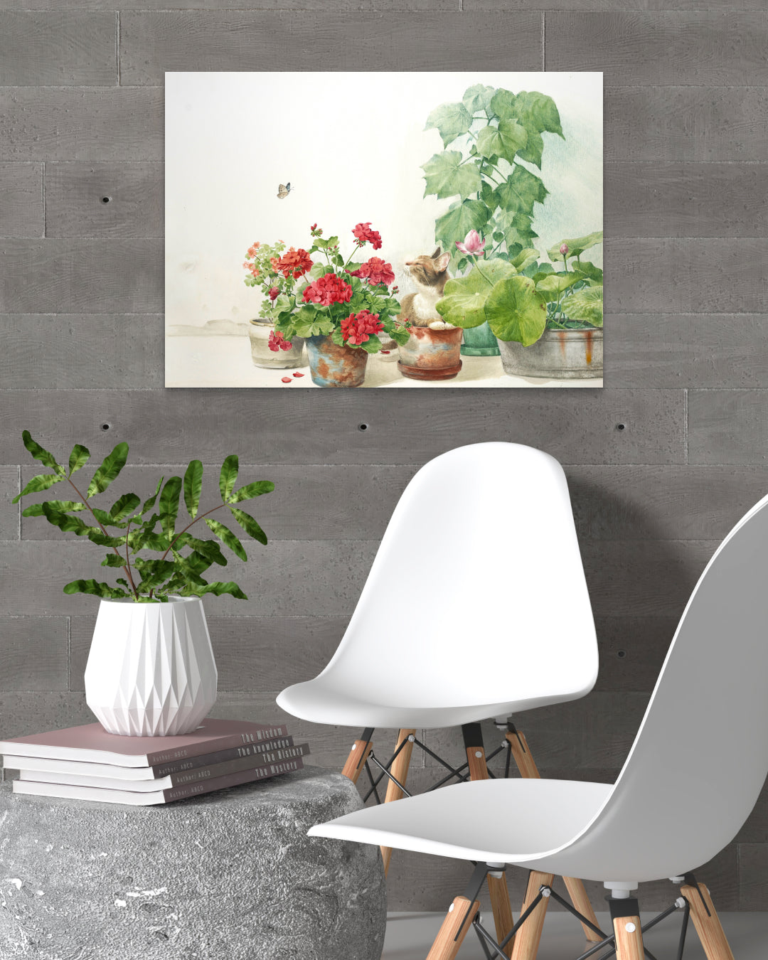Korean contemporary watercolor painting The Time of Home II by Park So Jung, interior wall art decor