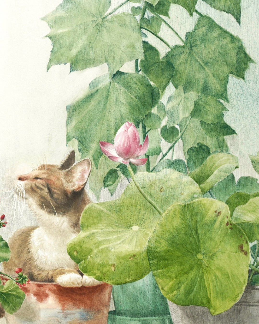 The Time of Home II close-up detail, watercolor and pen on paper texture by Korean artist Park So Jung
