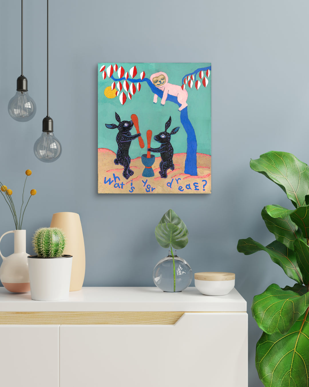 Korean contemporary painting What is your dream by Anna Song, interior wall art decor
