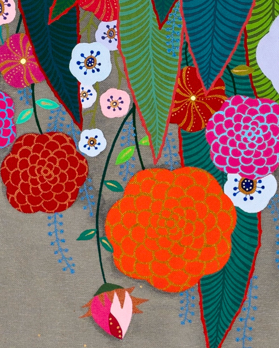 Whispers in the Moonlight surface detail - Acrylic on Canvas by Hwang Jeong Hee, Korean fine art 2022