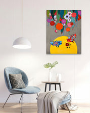 Korean contemporary painting Whispers in the Moonlight by Hwang Jeong Hee, interior wall art decor
