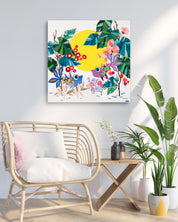 Whispers of Love by Hwang Jeong Hee displayed in modern living room, original Korean painting 2023