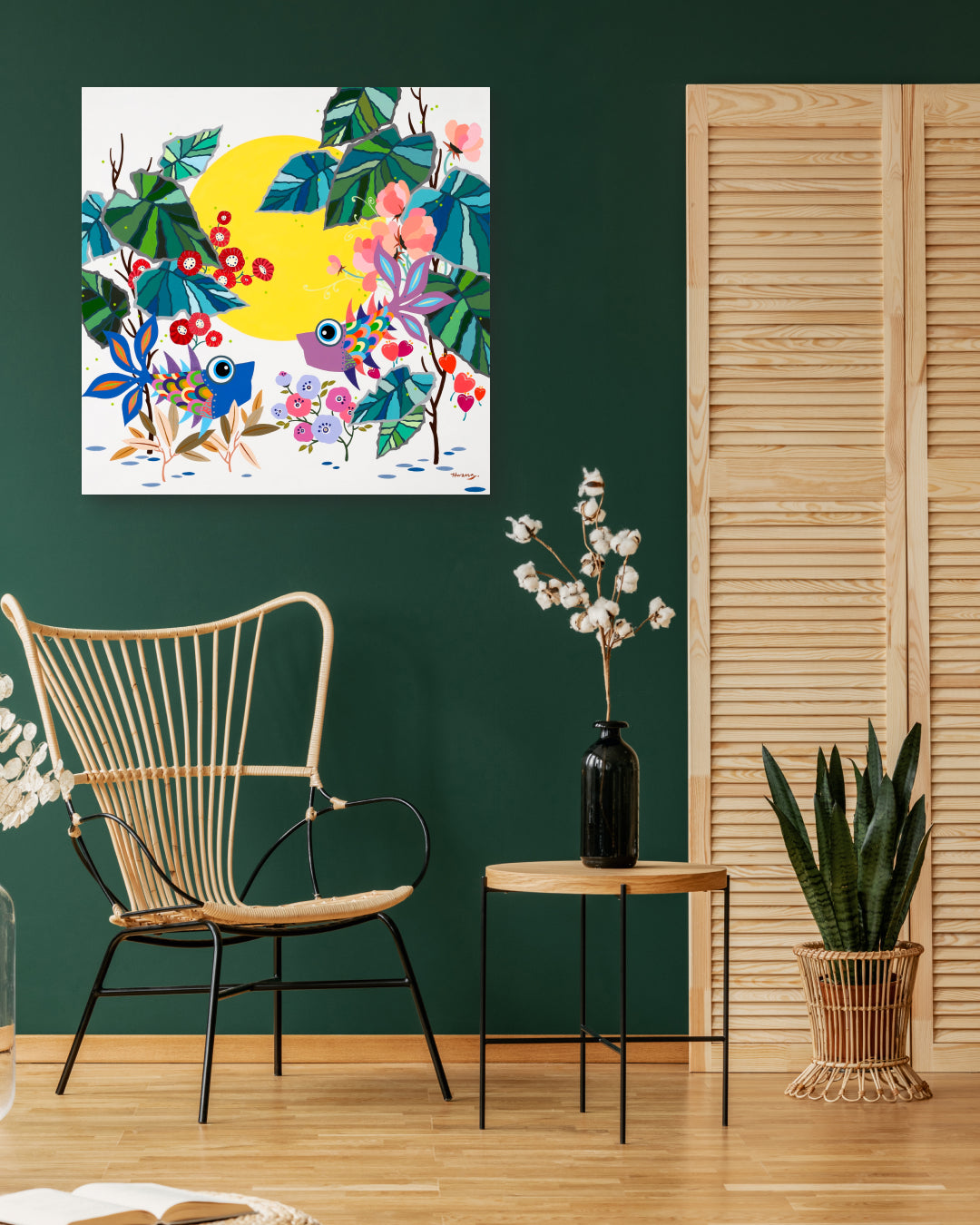 Korean contemporary painting Whispers of Love by Hwang Jeong Hee, interior wall art decor