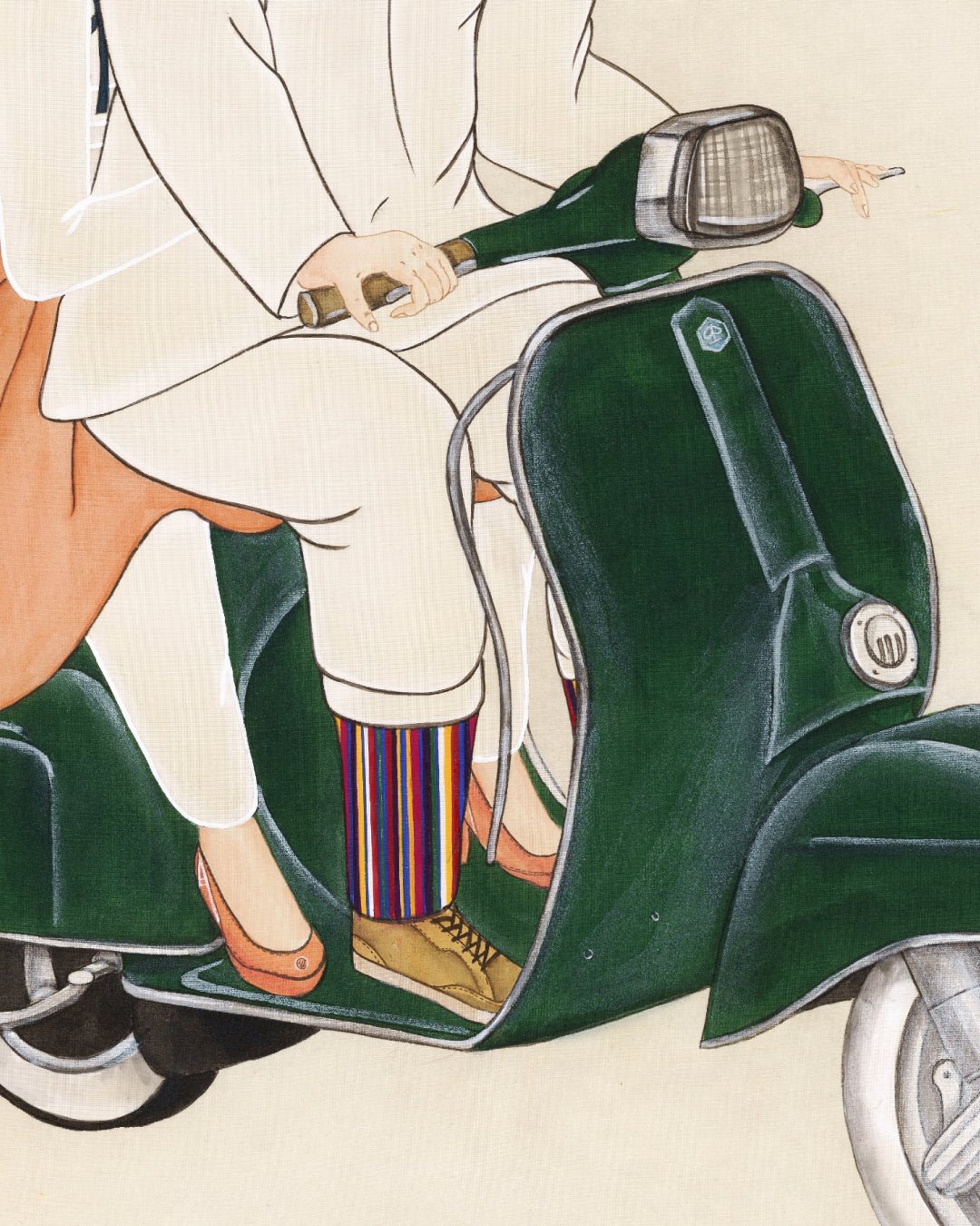 korean art, A Day to Look Forward To 3 - DOKHBI ARTWORKS Ham Bo Kyung Mixed Media ARTWORKS dokkaebi dokebi k - art A Day to Look Forward To 3 surface detail - silk on color by Ham Bo Kyung, Korean fine art 2023 DOKHBI