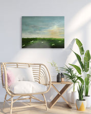 A Fleeting Greeting by Sijin Lee displayed in modern living room, original Korean painting 2025