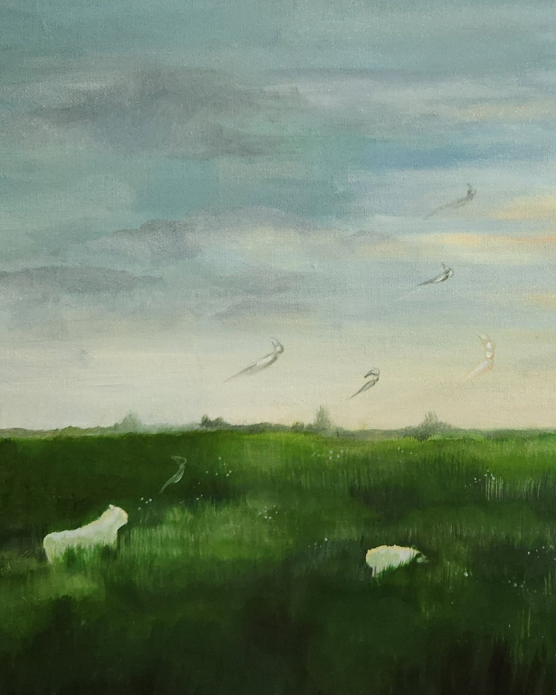 A Fleeting Greeting close-up detail, brushwork texture by Korean artist Sijin Lee