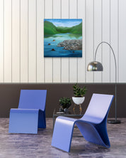 Korean contemporary painting A Leap into Silence by Sijin Lee, interior wall art decor