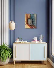 Korean contemporary painting A Moment on the Window Frame by Min-kyung Kim, interior wall art decor