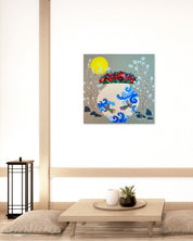 korean art, A moon jar full of love - DOKHBI ARTWORKS Hwang Jeong Hee Painting