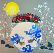 korean art, A moon jar full of love - DOKHBI ARTWORKS Hwang Jeong Hee Painting