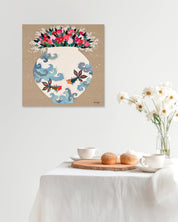 korean art, A moon jar full of love - DOKHBI ARTWORKS Hwang Jeong Hee Painting