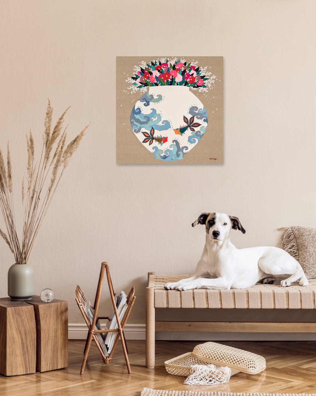 korean art, A moon jar full of love - DOKHBI ARTWORKS Hwang Jeong Hee Painting