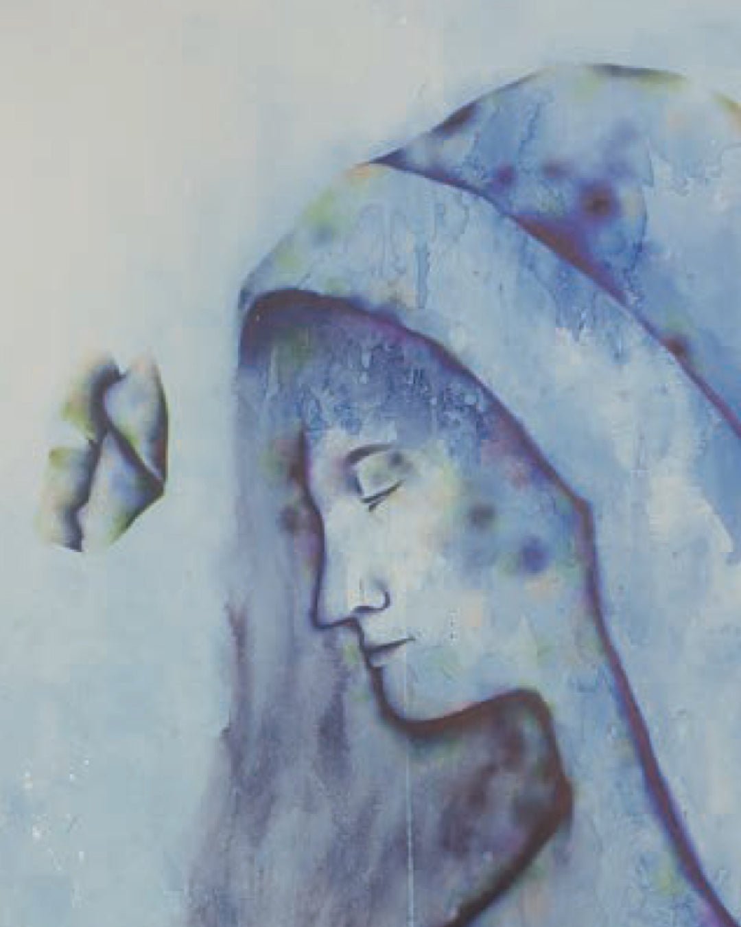 korean art, A Small Comfort for Those Seeking Salvation - DOKHBI ARTWORKS KIM JEONG YONG Painting ARTWORKS dokkaebi dokebi k - art A Small Comfort for Those Seeking Salvation close - up detail, ink on canvas texture by Korean artist KIM JEONG YONG DOKHBI