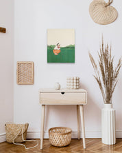 korean art, All the Moments We Shared 6 - DOKHBI $1000 ARTWORKS Ham Bo Kyung ARTWORKS dokkaebi dokebi k - art All the Moments We Shared 6 by Ham Bo Kyung displayed in modern living room, original Korean silk painting 2024 DOKHBI