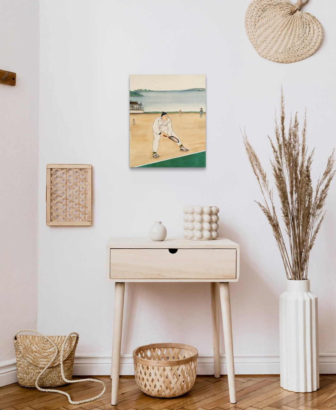 korean art, All the Moments We Shared 7 - DOKHBI $1000 ARTWORKS Ham Bo Kyung ARTWORKS dokkaebi dokebi k - art All the Moments We Shared 7 by Ham Bo Kyung displayed in modern living room, original Korean silk painting 2024 DOKHBI