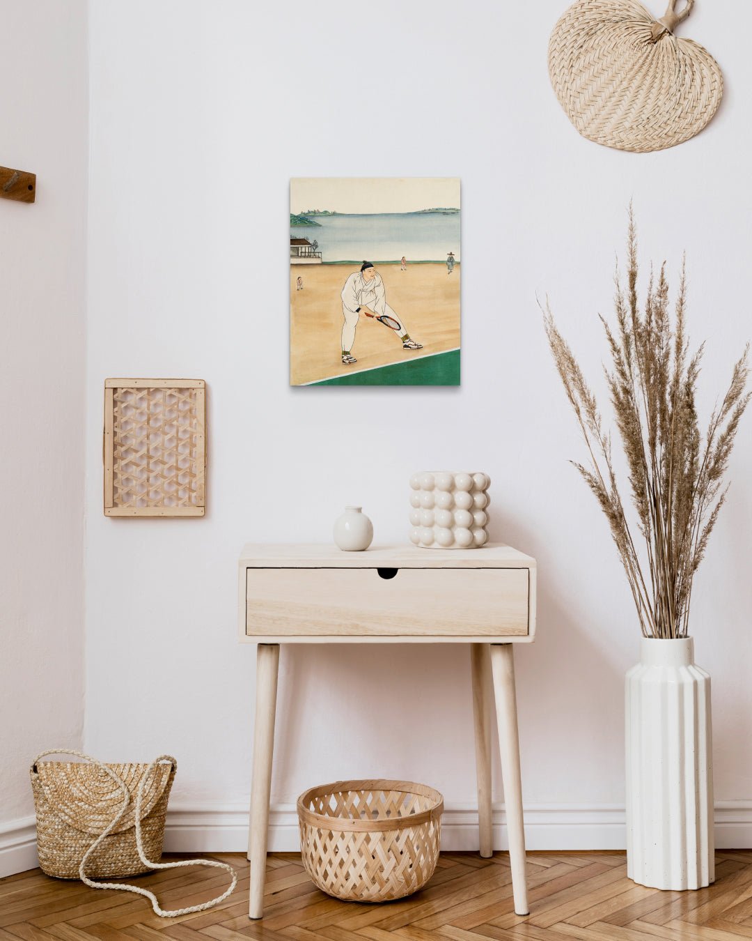 korean art, All the Moments We Shared 7 - DOKHBI $1000 ARTWORKS Ham Bo Kyung ARTWORKS dokkaebi dokebi k - art All the Moments We Shared 7 by Ham Bo Kyung displayed in modern living room, original Korean silk painting 2024 DOKHBI