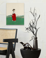 korean art, All the Moments We Shared 9 - DOKHBI $1000 ARTWORKS Ham Bo Kyung ARTWORKS dokkaebi dokebi k - art All the Moments We Shared 9 by Ham Bo Kyung displayed in modern living room, original Korean silk painting 2024 DOKHBI