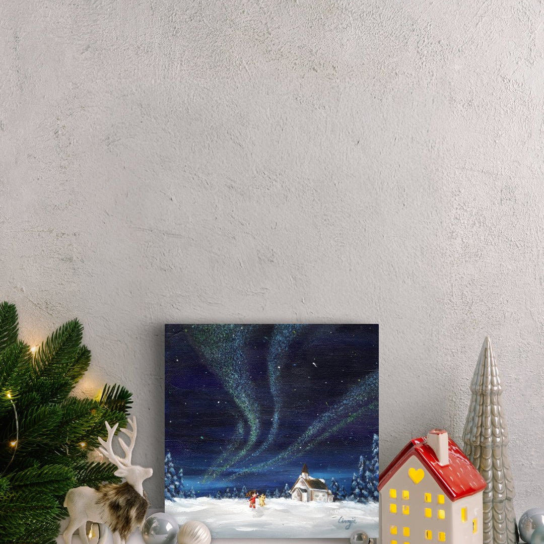 korean art, Aurora shining on a winter night 10 - DOKHBI $1000 ARTWORKS Mint