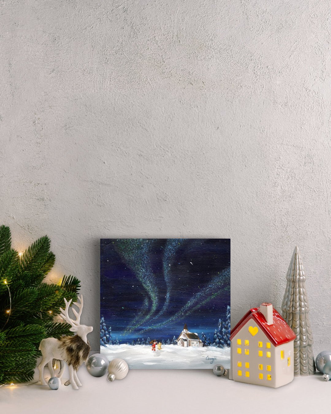 korean art, Aurora shining on a winter night 10 - DOKHBI $1000 ARTWORKS Mint