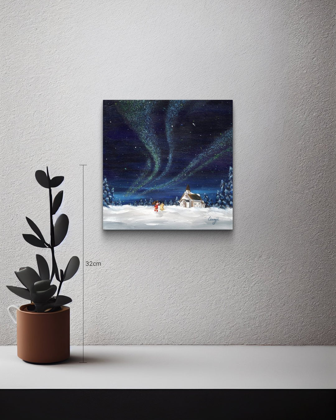 korean art, Aurora shining on a winter night 10 - DOKHBI $1000 ARTWORKS Mint