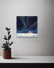 korean art, Aurora shining on a winter night 10 - DOKHBI $1000 ARTWORKS Mint ARTWORKS dokkaebi dokebi k - art Aurora shining on a winter night 10 size reference 24x24cm - original Korean painting by Mint DOKHBI