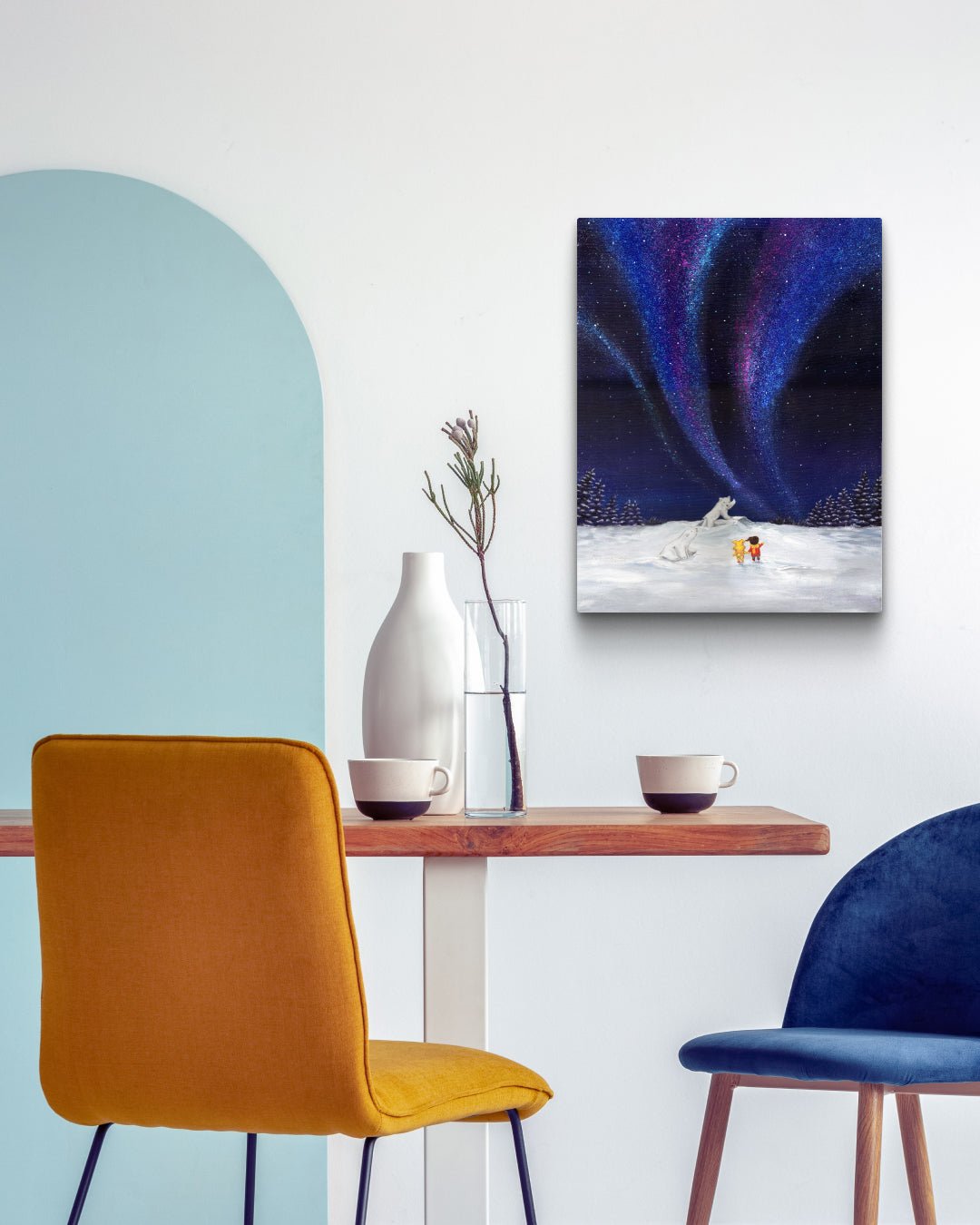 korean art, Aurora shining on a winter night 2 - DOKHBI $1000 ARTWORKS Mint