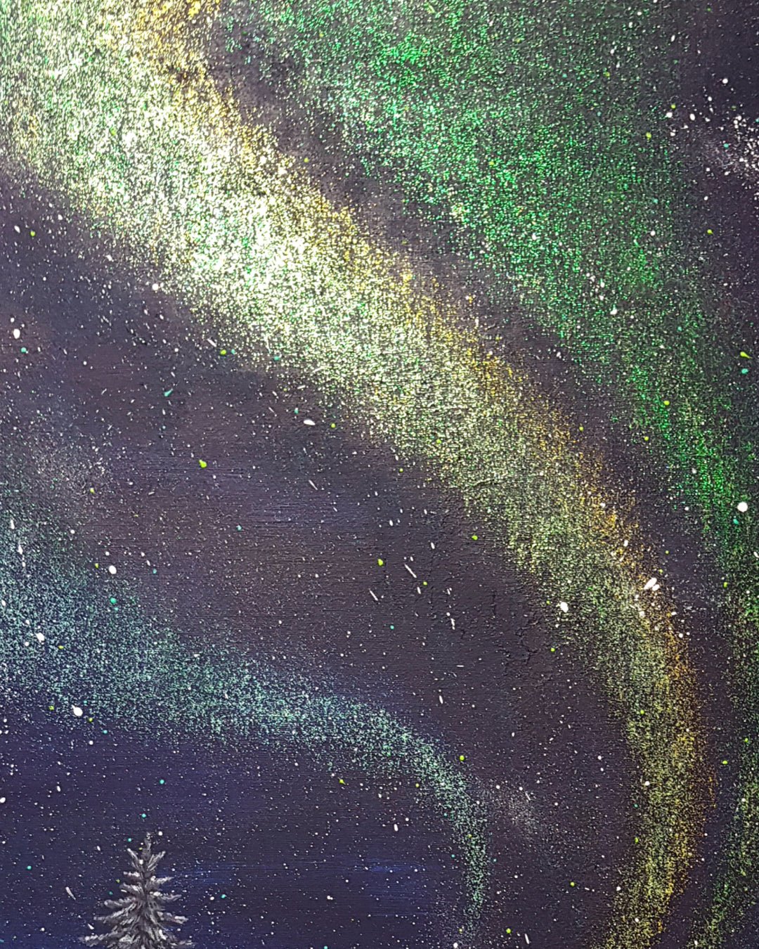 korean art, Aurora shining on a winter night 3 - DOKHBI ARTWORKS Mint Painting ARTWORKS dokkaebi dokebi k - art Aurora shining on a winter night 3 surface detail - Acrylic on Canvas by Mint, Korean fine art 2023 DOKHBI
