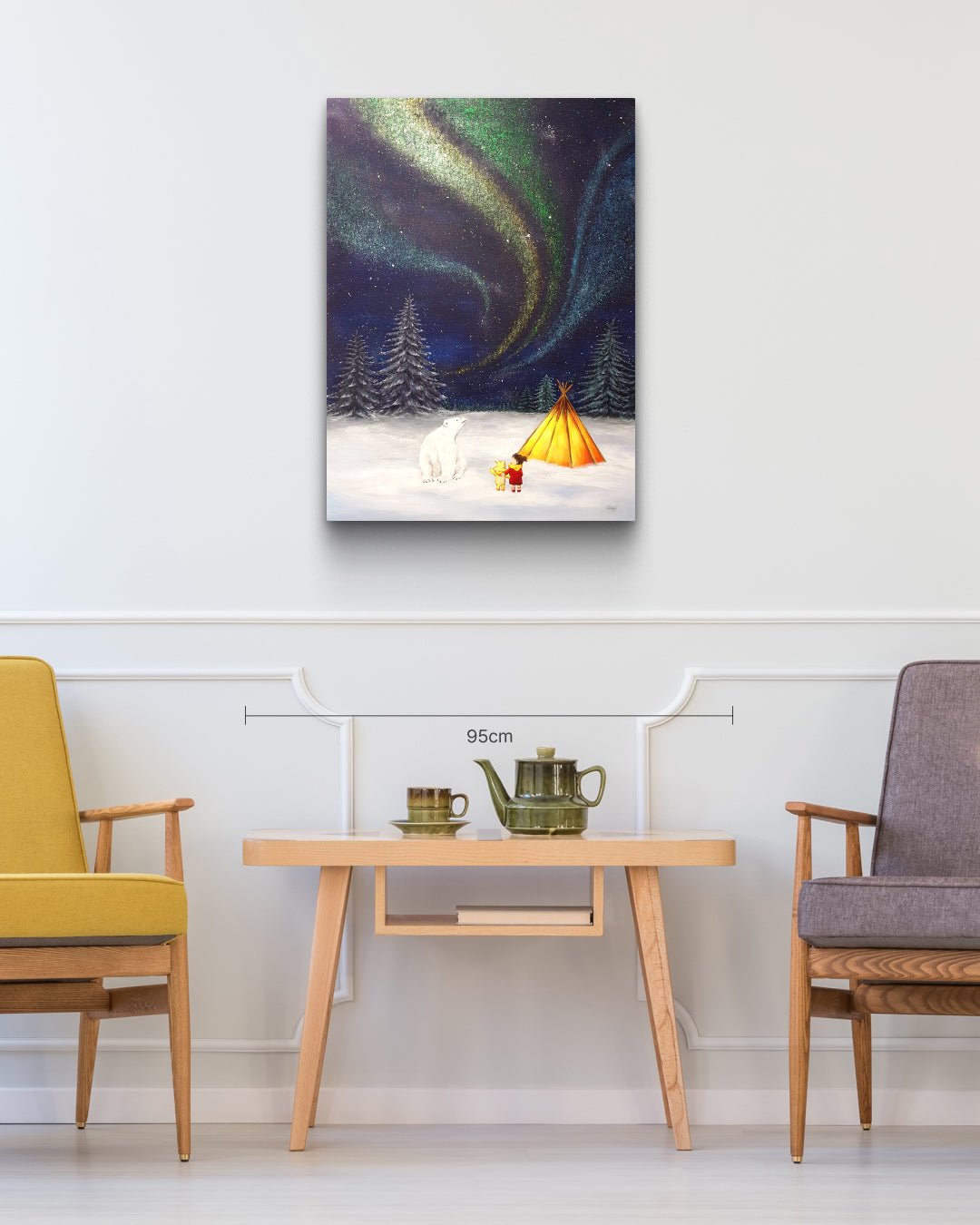 korean art, Aurora shining on a winter night 3 - DOKHBI ARTWORKS Mint Painting