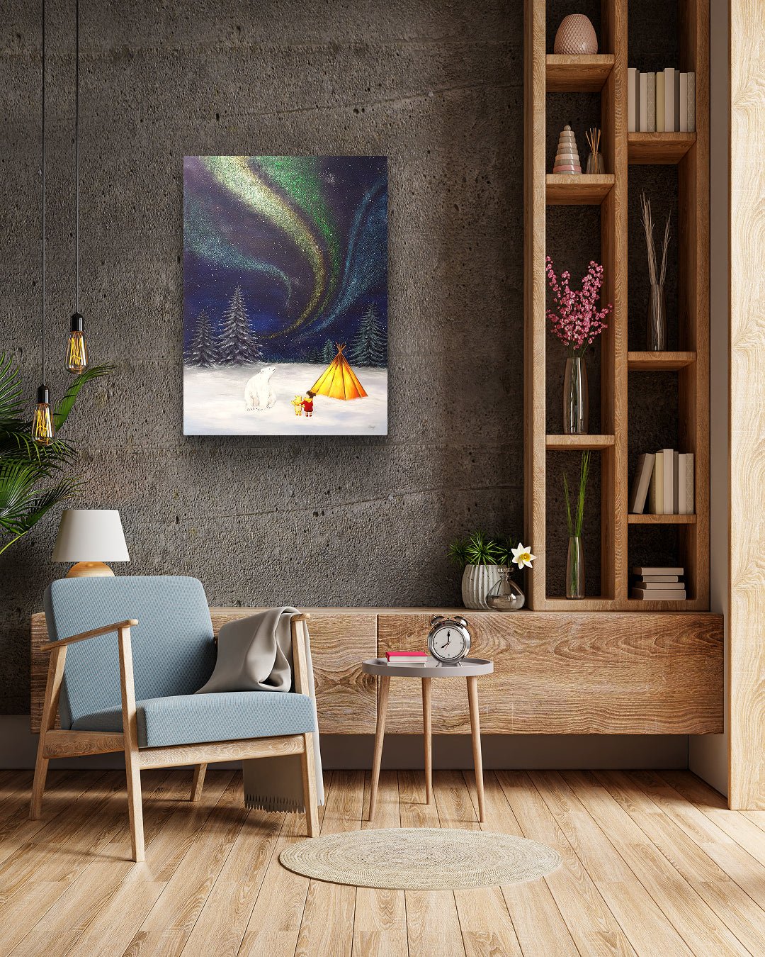 korean art, Aurora shining on a winter night 3 - DOKHBI ARTWORKS Mint Painting