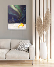 korean art, Aurora shining on a winter night 3 - DOKHBI ARTWORKS Mint Painting ARTWORKS dokkaebi dokebi k - art Aurora shining on a winter night 3 by Mint displayed in modern living room, original Korean painting 2023 DOKHBI