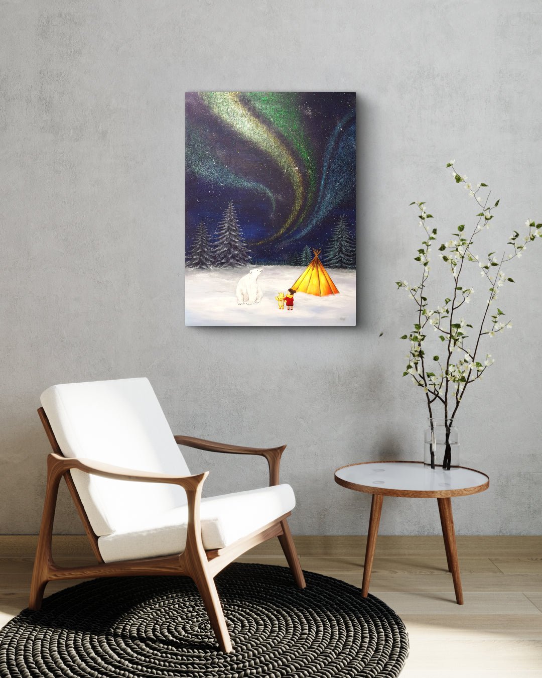 korean art, Aurora shining on a winter night 3 - DOKHBI ARTWORKS Mint Painting