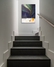 korean art, Aurora shining on a winter night 3 - DOKHBI ARTWORKS Mint Painting ARTWORKS dokkaebi dokebi k - art Aurora shining on a winter night 3 by Mint as statement wall art in contemporary interior, Korean painting decor DOKHBI