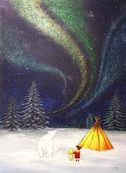 korean art, Aurora shining on a winter night 3 - DOKHBI ARTWORKS Mint Painting