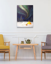 korean art, Aurora shining on a winter night 3 - DOKHBI ARTWORKS Mint Painting ARTWORKS dokkaebi dokebi k - art Aurora shining on a winter night 3 size reference 90.9x65.1cm - original Korean painting by Mint DOKHBI