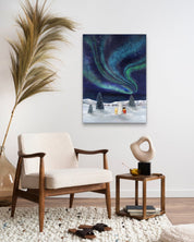 korean art, Aurora shining on a winter night 4 - DOKHBI ARTWORKS Mint Painting ARTWORKS dokkaebi dokebi k - art Aurora shining on a winter night 4 by Mint displayed in modern living room, original Korean painting 2023 DOKHBI